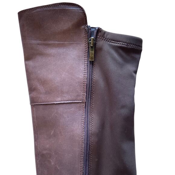 Franco Sarto Knee High Riding Boots Stretch Zip Up Leather Brown Womens Size 8.5 - Picture 4 of 7
